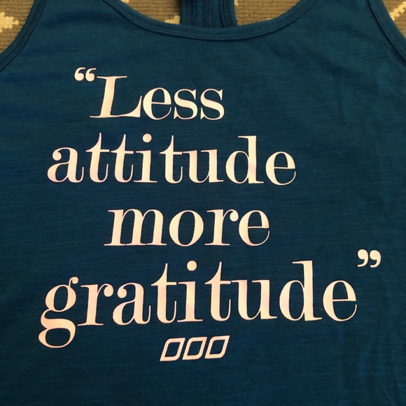 Lorna Jane Racerback Tank- Less Attitude More Gratitude - Picture 2 of 4